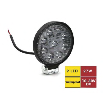 LED ÇALIŞMA LAMBASI 10-30V 27W 9 LED YUVARLAK SİYA